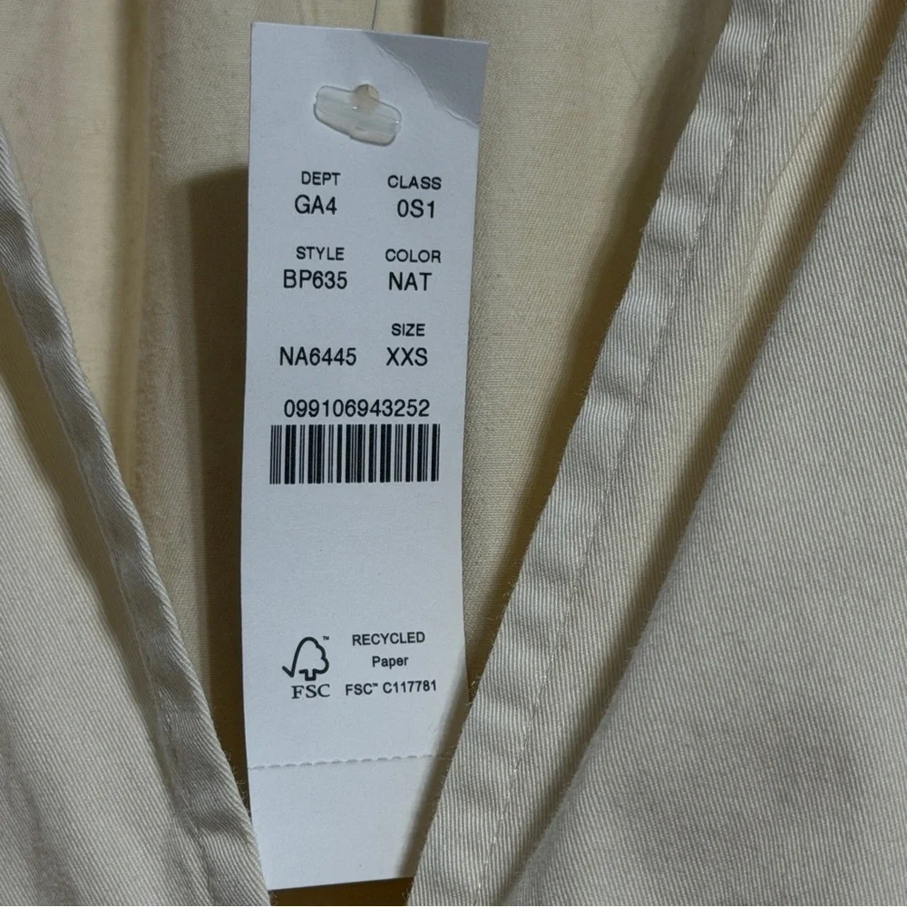 NWT J.Crew Long-sleeve smocked-waist midi dress in lightweight chino cream